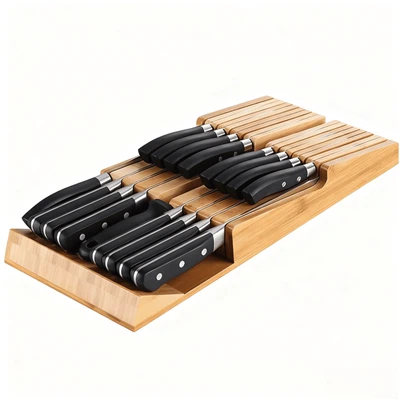 16ナイフ用に-引き出しナイフブロックセットの竹