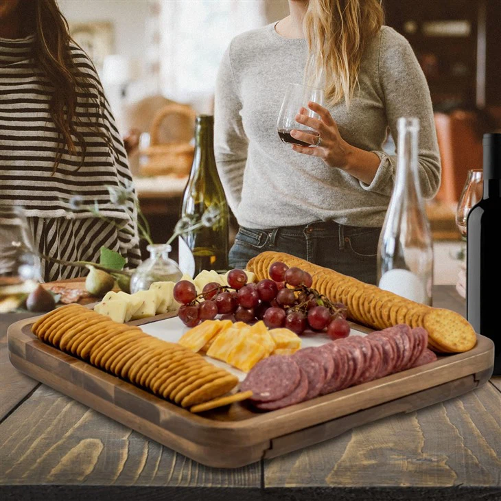 Wooden Removable Marble Cheese Board Set
